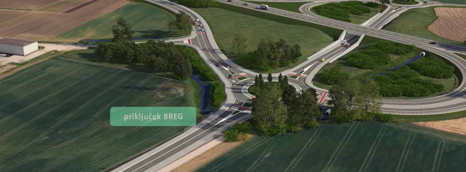 Prikaz priključka Breg na obvoznici Ptuj–Markovci